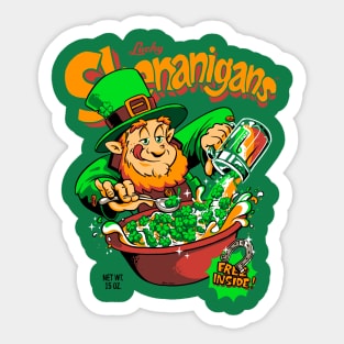 Shenanigans Lucky Leprechaun Retro Cereal Box St. Patrick's Day Sticker